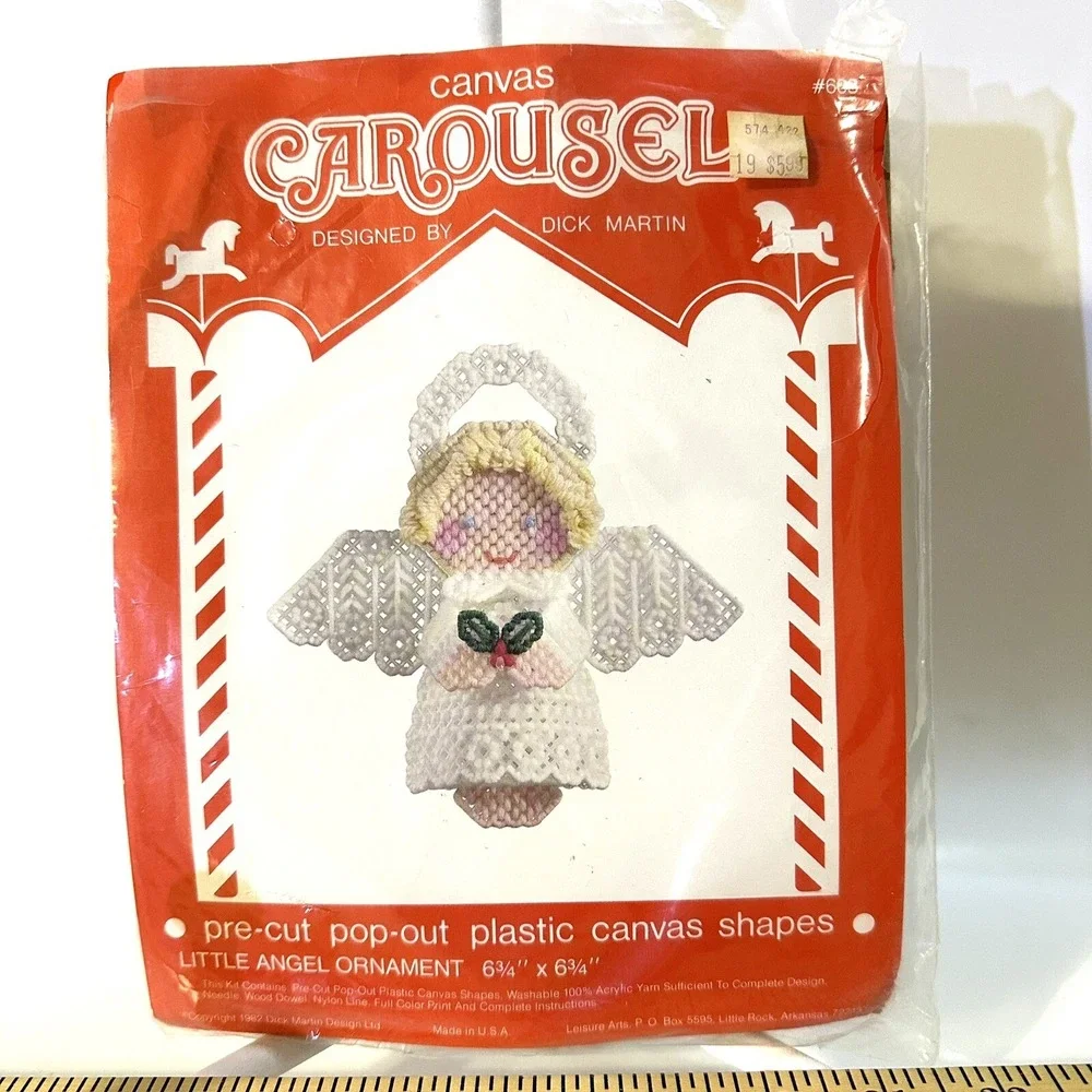 Vintage 82 Canvas Carousel Plastic Canvas Kit Angel Designed by Dick Martin #608